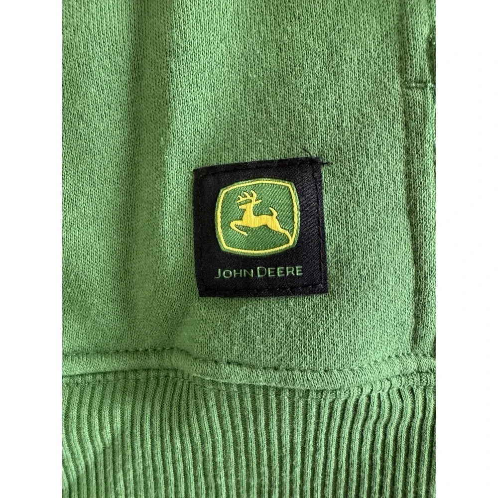 New JOHN DEERE Hoodie Size Large Big Logo Green Yellow Workwear Sweatshirt
